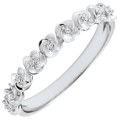Anello Sboccio - Corona di rose - modello piccolo - Oro bianco e Diamanti - 18 carati