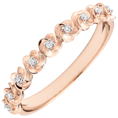 Anello Sboccio - Corona di rose - modello piccolo - Oro rosa e Diamanti - 18 carati