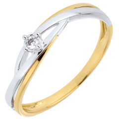 Anillo de compromiso Dova solitario de diamante - oro blanco y oro amarillo 9 quilates - diamante 0.03 quilates