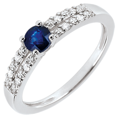 Anillo de compromiso Margot - zafiro y diamantes 0.37 quilates - oro blanco 18 quilates
