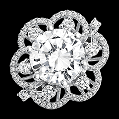 Anillo Floréa – Oro blanco reciclado de 9 quilates y diamantes sintéticos
