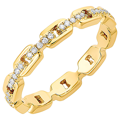 Anillo Mirada de Oriente - Eslabones Cubanos Diamants - oro amarillo de 18 quilates y diamantes