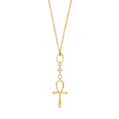 Ankhira Ketting – 9 karaat geelgoud en synthetische diamant