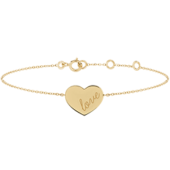 Armband mit herzförmigem Anhänger mit Gravur - Gelbgold, 9 Karat - Kollektion Lovely Yours - Edenly Yours