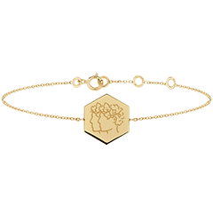 Armband mit sechseckigem Anhänger mit Gravur - Gemini - Gelbgold, 9 Karat - Kollektion Zodiac Yours - Edenly Yours