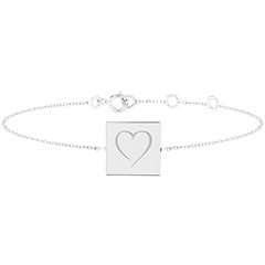 Armband mit viereckigem Anhänger mit Gravur - Weißgold, 9 Karat - Kollektion Lovely Yours - Edenly Yours
