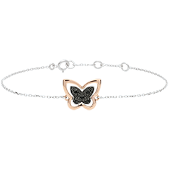 Armband Spaziergang der Sinne - Nachtwandelnder Schmetterling - Roségold und schwarze Diamanten - 18 Karat