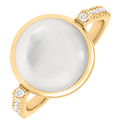 Inel Cabochon Aura Nacrée – aur galben 9K și diamante