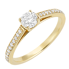 « L'Atelier » Nº160005 - Ring Geelgoud 18 karaat - Diamant rond 0.3 Karaat - Setting Diamant