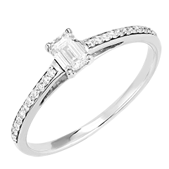 « L'Atelier » Nº160207 - Anillo Oro blanco 18 quilates - Diamante Rectángulo 0.3 quilates - Engastado Diamante