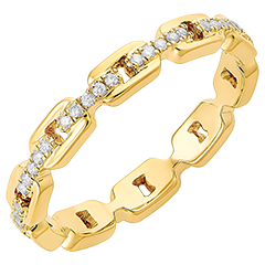 Ring Auge des Orients - Kubanische Kettenglieder mit Diamanten - 9 Karat Gelbgold und Diamanten