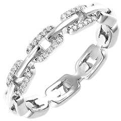 Ring Auge des Orients - Kubanische Kettenglieder mit Diamanten Variation - 9 Karat Weißgold und Diamanten