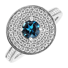 Aurora-Ring – 18-karätiges Weißgold – Topas und synthetische Diamanten