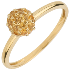 Anillo Aves del Paraíso - bola - oro amarillo 9 quilates y citrina amarilla