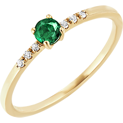 Anillo Ave del Paraíso - Solitario de esmeralda - oro amarillo de 9 quilates
