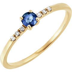 Anillo Ave del Paraíso - Solitario de zafiro - oro amarillo de 18 quilates
