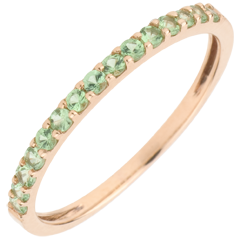 Anillo Aves del Paraíso - una fila - oro rosa 9 quilates y tsavorita