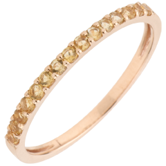 Anillo Aves del Paraíso - una fila - oro rosa 9 quilates y citrina amarilla