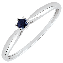 Anillo de compromiso solitario con zafiro 6 garras - zafiro 0.07 quilates - oro blanco 18 quilates