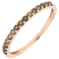 Anillo Aves del Paraíso - una fila - oro rosa 9 quilates y cuarzo ahumado