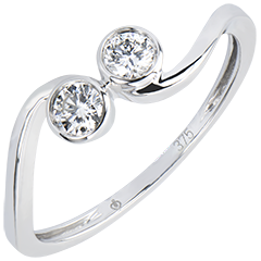 Bague Abondance - Duetto - or blanc 9 carats et diamants