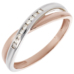 Bague alliance Isis diamants - or blanc et or rose 18 carats