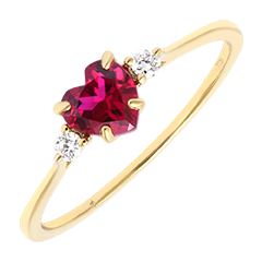 Bague Amara – Or jaune 9 carats avec diamants synthétiques et rubis synthétique