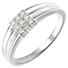 Bague Clair Obscur - Pavé Diamants - or blanc 9 carats et diamants