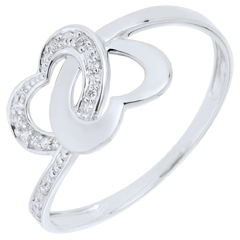 Bague Coeurs Liés or blanc 9 carats
