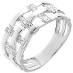 Bague couture or blanc 18 carats pavée diamants - 11 diamants