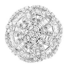 Bague Cristal - Or blanc 18 carats et diamants synthétiques