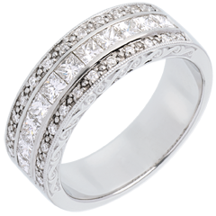 Bague Féérie - Direction Vénus - or blanc 18 carats semi pavée - 0.87 carat - 35 diamants