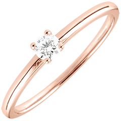 Bague de Fiançailles Or Rose Solitaire Oui - 0.1 carat - or blanc 18 carats