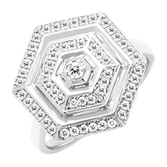 Bague Hexad - or blanc 18 carats et diamants