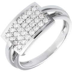 Bague insigne pavée - or blanc 18 carats - 0.36 carats - 28 diamants