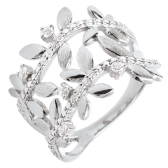 Bague Jardin Enchanté - Feuillage Royal Double - diamants et or blanc 9 carats