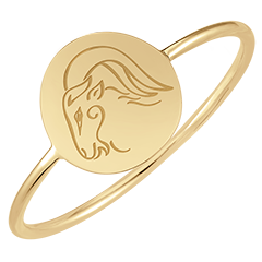 Bague médaillon rond gravée - Capricorne - or jaune 9 carats - Collection Zodiac Yours - Edenly Yours