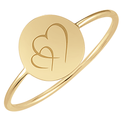 Bague médaillon rond gravée - or jaune 9 carats - Collection Lovely Yours - Edenly Yours