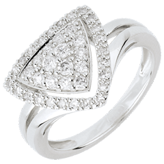Bague Navette Diamants - or blanc 18 carats