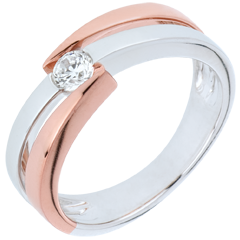 Bague Nid Précieux - solitaire anneaux - diamant 0.18 carat - or blanc et or rose 18 carats