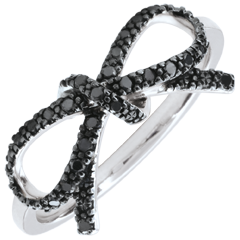 Bague Noeud Finesse diamants noirs - Argent et diamants