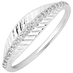 Bague Palme royale - or blanc 9 carats et diamants