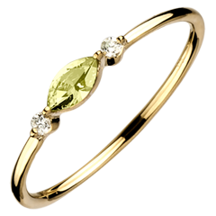 Bague Regard d'Orient - petit modèle - péridot et diamants - or jaune 9 carats
