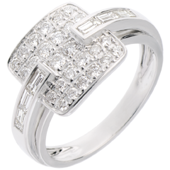 Bague riad or blanc 18 carats pavée - 0.82 carats - 32 diamants
