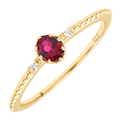 Bague Sirha – Or jaune 9 carats, rubis et diamants synthétiques