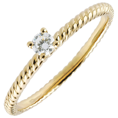 Bague Solitaire Corde d'or - or jaune 18 carats - 0.1 carat