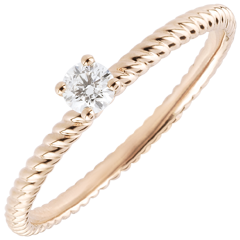 Bague Solitaire Corde d'or - or rose 9 carats