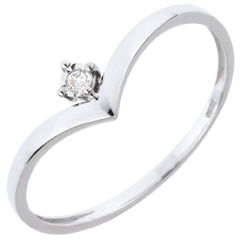Bague Solitaire Écrin Précieux - diamant 0.01 carat - or blanc 18 carats