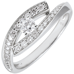 Bague Solitaire Nid Précieux - Diva - or blanc 18 carats - petit modèle - 0.08 carat