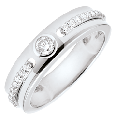 Bague Solitaire Promesse - or blanc 9 carats et diamants